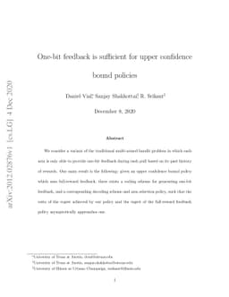 One-bit feedback is sufficient for upper confidence bound policies