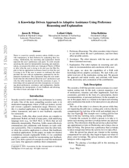 A Knowledge Driven Approach to Adaptive Assistance Using Preference
  Reasoning and Explanation