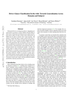 Driver Glance Classification In-the-wild: Towards Generalization Across
  Domains and Subjects