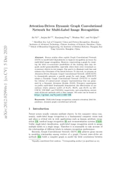 Attention-Driven Dynamic Graph Convolutional Network for Multi-Label
  Image Recognition