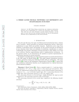 A three layer neural network can represent any multivariate function