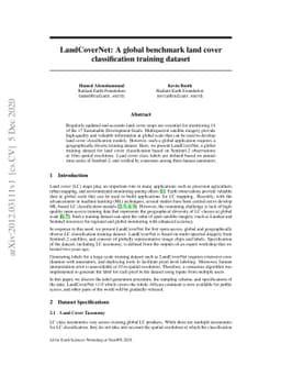 LandCoverNet: A global benchmark land cover classification training
  dataset