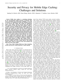 Security and Privacy for Mobile Edge Caching: Challenges and Solutions
