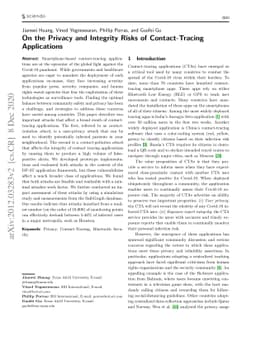 On the Privacy and Integrity Risks of Contact-Tracing Applications