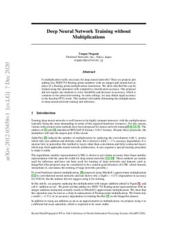 Deep Neural Network Training without Multiplications