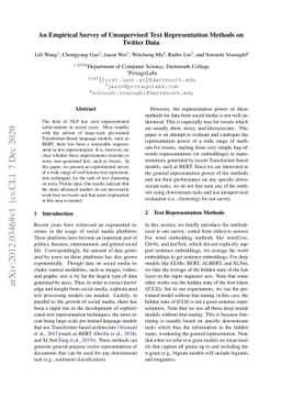 An Empirical Survey of Unsupervised Text Representation Methods on
  Twitter Data