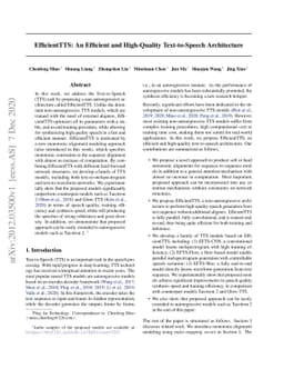 EfficientTTS: An Efficient and High-Quality Text-to-Speech Architecture