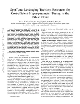 SpotTune: Leveraging Transient Resources for Cost-efficient
  Hyper-parameter Tuning in the Public Cloud