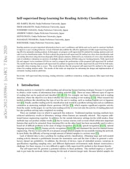 Self-supervised Deep Learning for Reading Activity Classification