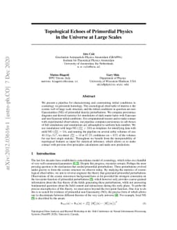 Topological Echoes of Primordial Physics in the Universe at Large Scales