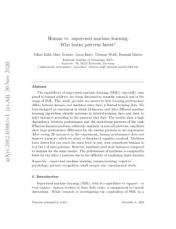 Human vs. supervised machine learning: Who learns patterns faster?