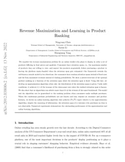 Revenue Maximization and Learning in Products Ranking