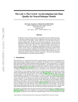 The Lab vs The Crowd: An Investigation into Data Quality for Neural
  Dialogue Models
