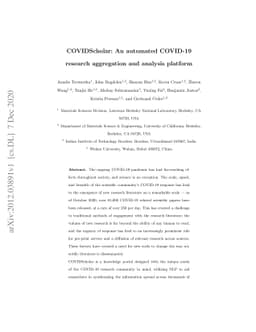 COVIDScholar: An automated COVID-19 research aggregation and analysis
  platform