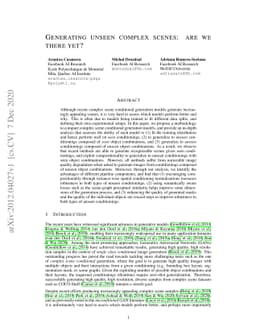Generating unseen complex scenes: are we there yet?