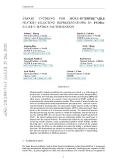 Sparse encoding for more-interpretable feature-selecting representations
  in probabilistic matrix factorization