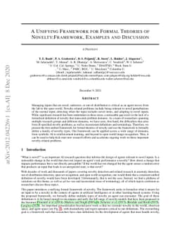 A Unifying Framework for Formal Theories of Novelty:Framework, Examples
  and Discussion