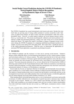 Social Media Unrest Prediction during the {COVID}-19 Pandemic: Neural
  Implicit Motive Pattern Recognition as Psychometric Signs of Severe Crises