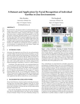 A Dataset and Application for Facial Recognition of Individual Gorillas
  in Zoo Environments