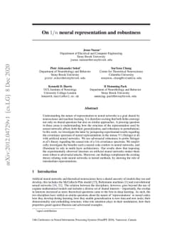 On 1/n neural representation and robustness