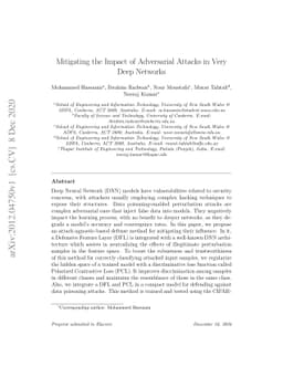 Mitigating the Impact of Adversarial Attacks in Very Deep Networks