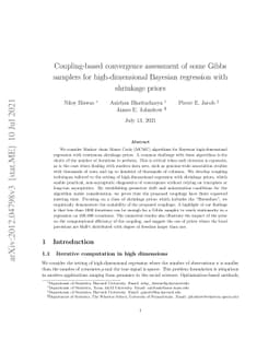 Coupling-based convergence assessment of some Gibbs samplers for
  high-dimensional Bayesian regression with shrinkage priors