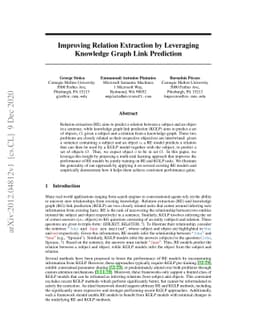 Improving Relation Extraction by Leveraging Knowledge Graph Link
  Prediction