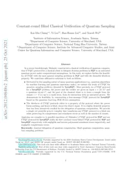 Constant-round Blind Classical Verification of Quantum Sampling