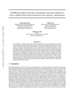 LSTM recurrent neural network assisted aircraft stall prediction for
  enhanced situational awareness