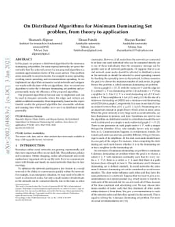 On Distributed Algorithms for Minimum Dominating Set problem, from
  theory to application