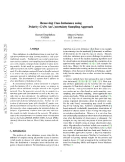 Removing Class Imbalance using Polarity-GAN: An Uncertainty Sampling
  Approach