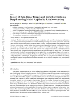 Fusion of rain radar images and wind forecasts in a deep learning model
  applied to rain nowcasting