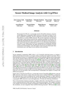 Secure Medical Image Analysis with CrypTFlow
