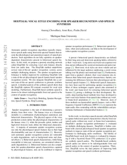DeepTalk: Vocal Style Encoding for Speaker Recognition and Speech
  Synthesis