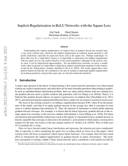 Implicit Regularization in ReLU Networks with the Square Loss