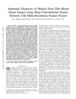 Automatic Diagnosis of Malaria from Thin Blood Smear Images using Deep
  Convolutional Neural Network with Multi-Resolution Feature Fusion