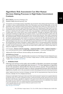 Algorithmic Risk Assessments Can Alter Human Decision-Making Processes
  in High-Stakes Government Contexts