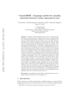 Causal BERT : Language models for causality detection between events
  expressed in text