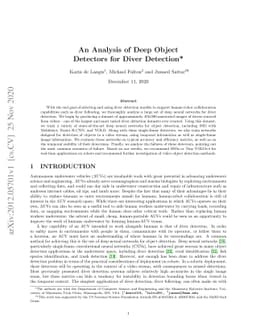 An Analysis of Deep Object Detectors For Diver Detection