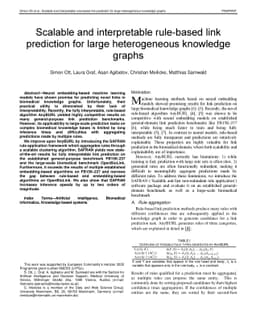 Scalable and interpretable rule-based link prediction for large
  heterogeneous knowledge graphs