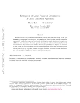 Estimation of Large Financial Covariances: A Cross-Validation Approach