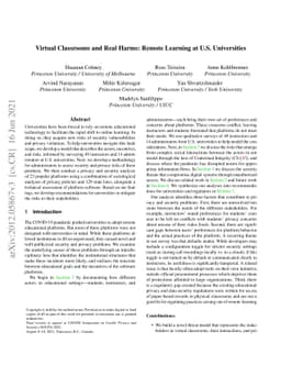 Virtual Classrooms and Real Harms: Remote Learning at U.S. Universities
