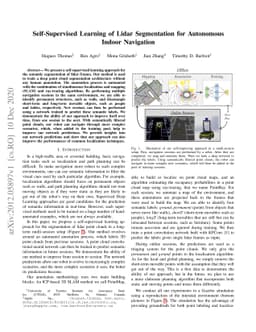 Self-Supervised Learning of Lidar Segmentation for Autonomous Indoor
  Navigation