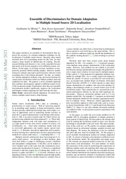 Ensemble of Discriminators for Domain Adaptation in Multiple Sound
  Source 2D Localization
