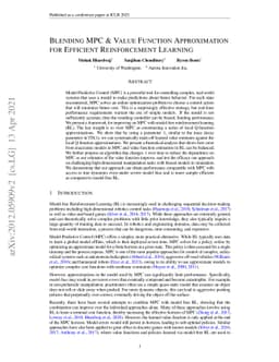 Blending MPC & Value Function Approximation for Efficient Reinforcement
  Learning