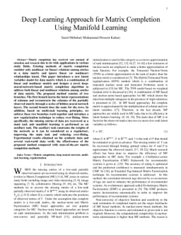 Deep Learning Approach for Matrix Completion Using Manifold Learning