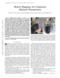Motion Mappings for Continuous Bilateral Teleoperation