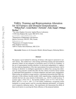 TARA: Training and Representation Alteration for AI Fairness and Domain
  Generalization