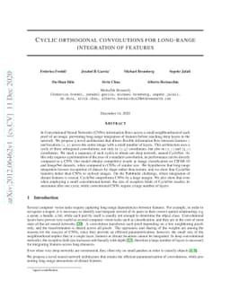 Cyclic orthogonal convolutions for long-range integration of features