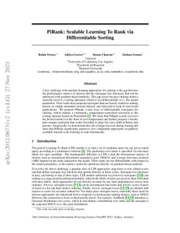 PiRank: Scalable Learning To Rank via Differentiable Sorting